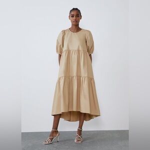 NWT Zara Cotton Poplin Midi Dress